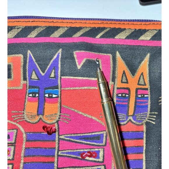 Laurel Burch Fantasticats Tote Shoulder Bag Boho Art To Wear Kitty Cats AS IS - Picture 3 of 10
